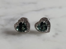 Load image into Gallery viewer, Womens Sterling Silver Modernist CZ Heart Earrings 2.5g E2896