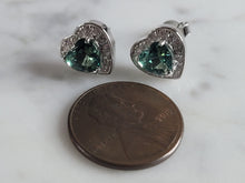 Load image into Gallery viewer, Womens Sterling Silver Modernist CZ Heart Earrings 2.5g E2896