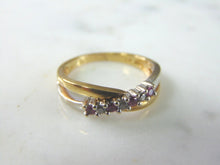 Load image into Gallery viewer, Womens Vintage Estate 10K Gold Diamonds &amp; Rhodolite Ring 2.9g #E2936