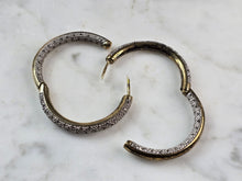 Load image into Gallery viewer, Womens Vintage Estate Sterling Silver Gold Tone Hoop Earrings 14.1g E3004