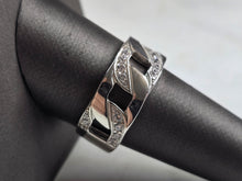 Load image into Gallery viewer, Mens Sterling Silver Modernist Cuban Link CZ Ring 8.1g E3008