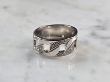 Load image into Gallery viewer, Mens Sterling Silver Modernist Cuban Link CZ Ring 8.1g E3008