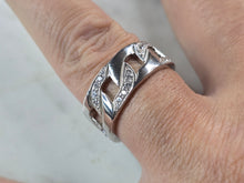 Load image into Gallery viewer, Mens Sterling Silver Modernist Cuban Link CZ Ring 8.1g E3008