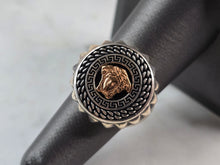 Load image into Gallery viewer, Mens Sterling Silver Two Tone Greek Key Medusa Ring 11.1g E3009