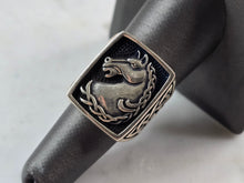 Load image into Gallery viewer, Mens Sterling Silver Celtic Knot Horse Head Ring 13.5g E3010