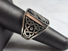 Load image into Gallery viewer, Mens Sterling Silver Celtic Knot Horse Head Ring 13.5g E3010