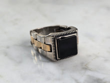 Load image into Gallery viewer, Mens Sterling Silver Onyx Watch Band Ring 13.0g E3015