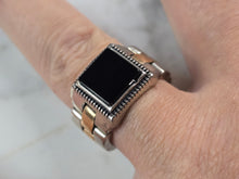 Load image into Gallery viewer, Mens Sterling Silver Onyx Watch Band Ring 13.0g E3015