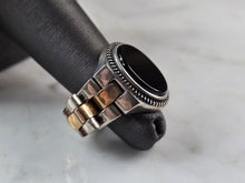 Load image into Gallery viewer, Mens Sterling Silver Onyx Watch Band Ring 14.3g E3016