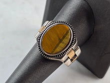 Load image into Gallery viewer, Mens Sterling Silver Tigers Eye Watch Band Ring 13.9g E3017