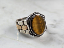 Load image into Gallery viewer, Mens Sterling Silver Tigers Eye Watch Band Ring 13.9g E3017