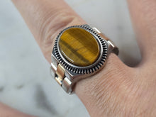 Load image into Gallery viewer, Mens Sterling Silver Tigers Eye Watch Band Ring 13.9g E3017