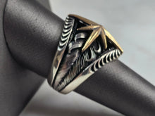 Load image into Gallery viewer, Mens Two Tone Sterling Silver North Star Compass Ring 11.5g E3018