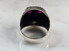 Load image into Gallery viewer, Mens Sterling Silver Ruby Eyed Skull Ring 14.4g E3021