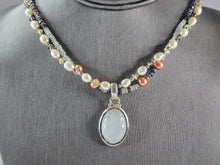 Load image into Gallery viewer, Womens Vintage Sterling Silver Moonstone Pendant Beaded Necklace 34.7g E3023
