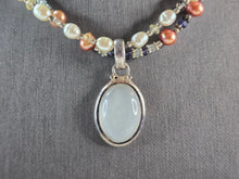 Load image into Gallery viewer, Womens Vintage Sterling Silver Moonstone Pendant Beaded Necklace 34.7g E3023