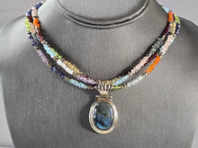 Load image into Gallery viewer, Womens Vintage Sterling Silver Labradorite Pendant Beaded Necklace 46.2g E3024