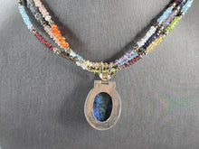Load image into Gallery viewer, Womens Vintage Sterling Silver Labradorite Pendant Beaded Necklace 46.2g E3024