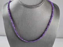 Load image into Gallery viewer, Womens Sterling Silver Beaded Amethyst Cross Pendant w/ Peace Sign 19.4g E3029