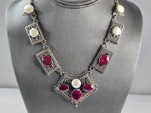 Load image into Gallery viewer, Womens Estate Sterling Silver Natural Ruby Pearl Pendant Necklace 57.2g E3031
