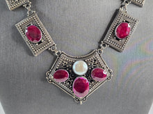 Load image into Gallery viewer, Womens Estate Sterling Silver Natural Ruby Pearl Pendant Necklace 57.2g E3031