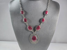 Load image into Gallery viewer, Womens Estate Sterling Silver Natural Ruby Pendant Necklace 46.4g E3032