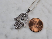 Load image into Gallery viewer, Womens Sterling Silver Hamsa Hand Pendant Necklace 5.3g E3042