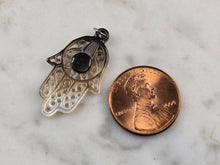 Load image into Gallery viewer, Womens Mother of Pearl ? Religious Hamsa Hand Pendant E3043