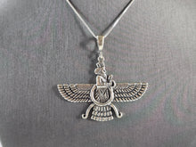 Load image into Gallery viewer, Womens Estate Sterling Silver Persian Faravahar Pendant Necklace 15.7g E3060