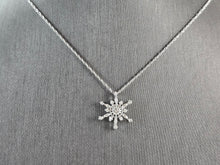 Load image into Gallery viewer, Womens Vintage Estate Sterling Silver CZ Snowflake Pendant Necklace 1.6g E3071