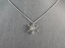 Load image into Gallery viewer, Womens Vintage Estate Sterling Silver CZ Snowflake Pendant Necklace 1.6g E3071