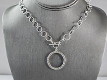 Load image into Gallery viewer, Womens Sterling Silver Modernist CZ Eternity Circle Necklace 18.6g E3073