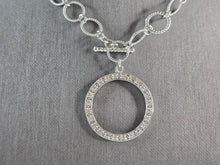 Load image into Gallery viewer, Womens Sterling Silver Modernist CZ Eternity Circle Necklace 18.6g E3073