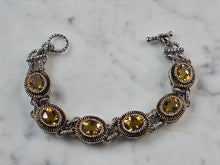 Load image into Gallery viewer, Womens Vintage Estate Sterling Silver Gold Tone Citrine Bracelet 25.3g E3094