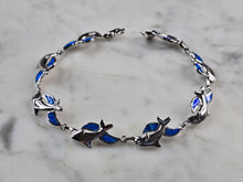 Load image into Gallery viewer, Womens Sterling Silver Opal Dolphin Bracelet 12.1g E3122