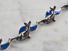 Load image into Gallery viewer, Womens Sterling Silver Opal Dolphin Bracelet 12.1g E3122