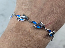 Load image into Gallery viewer, Womens Sterling Silver Opal Dolphin Bracelet 12.1g E3122