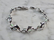 Load image into Gallery viewer, Womens Sterling Silver Opal Dolphin Bracelet 12.0g E3126