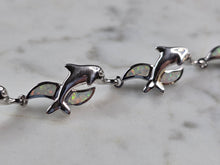 Load image into Gallery viewer, Womens Sterling Silver Opal Dolphin Bracelet 12.0g E3126