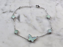 Load image into Gallery viewer, Womens Sterling Silver Opal Butterfly Charm Bracelet 5.3g E3131