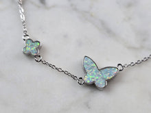 Load image into Gallery viewer, Womens Sterling Silver Opal Butterfly Charm Bracelet 5.3g E3131