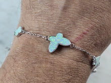 Load image into Gallery viewer, Womens Sterling Silver Opal Butterfly Charm Bracelet 5.3g E3131