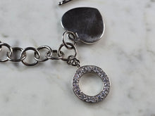 Load image into Gallery viewer, Womens Vintage Estate Sterling Silver Heart Charm Bracelet 23.6g E3136