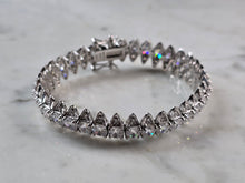 Load image into Gallery viewer, Womens Vintage Estate Sterling Silver CZ Art Deco Style Bracelet 29.1g E3140