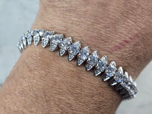 Load image into Gallery viewer, Womens Vintage Estate Sterling Silver CZ Art Deco Style Bracelet 29.1g E3140