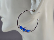 Load image into Gallery viewer, Womens Sterling Silver Modernist Blue Opal Hoop Earrings 4.0g E3152