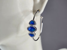 Load image into Gallery viewer, Womens Sterling Silver Modernist Blue Opal Hoop Earrings 4.9g E3153