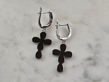 Load image into Gallery viewer, Womens Sterling Silver Blue Opal Cross Earrings 5.6g E3161