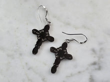 Load image into Gallery viewer, Womens Sterling Silver Blue Opal Cross Earrings 4.2g E3163