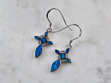 Load image into Gallery viewer, Womens Sterling Silver Blue Opal Cross Earrings 3.3g E3165